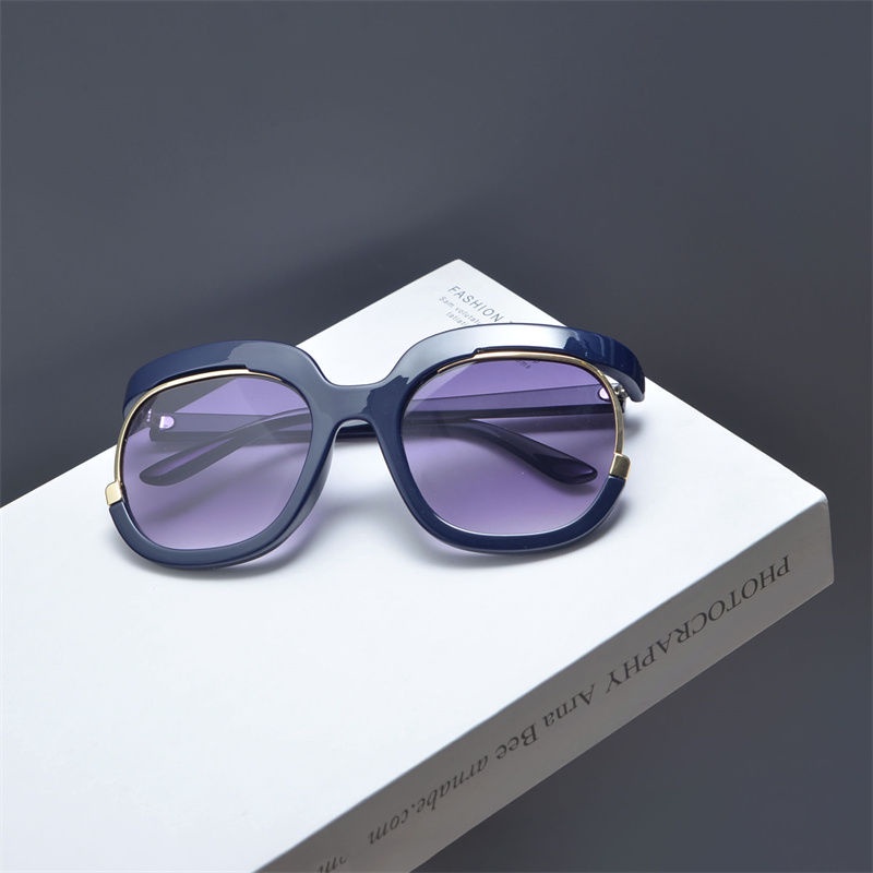 Kính Mát Gọng Tròn Màu Sắc Tương Phản Phong Cách retro Thời Trang Cho Nữ