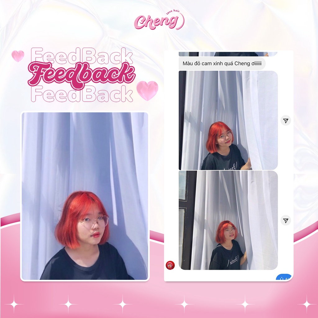 Thuốc nhuộm tóc màu ĐỎ CAM - ORANGE RED cần tẩy tóc | Chenglovehairs, Chenglovehair