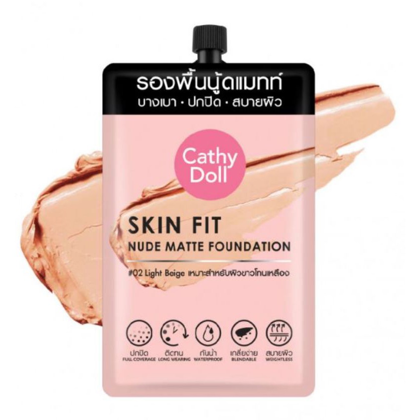 [New] Kem Nền Cathy Doll Không Thấm Nước Skin Fit Nude Matte Foundation 6ml