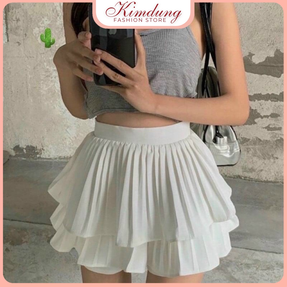Chân váy xếp ly 2 tầng chống nhăn có quần trong Lưng cạp cao siêu HOT - Kim Dung Fashion Store
