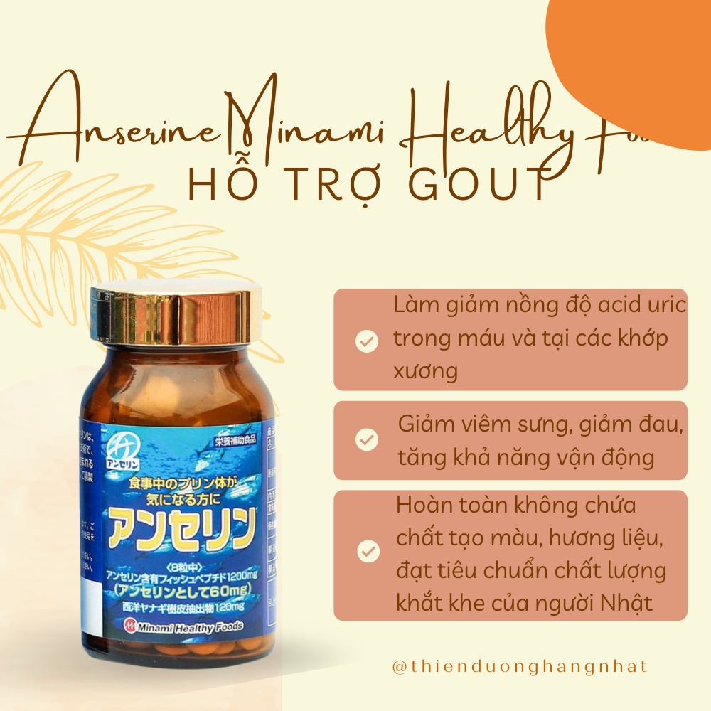 Hỗ trợ gút anserine minami healthy foods 240 viên Nhật Bản (date t10/24 )