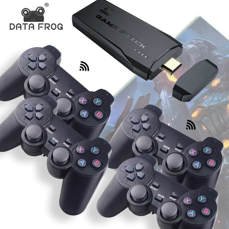 Máy Chơi Game 4 NgườiTích Hợp 10000 Trò Chơi Thẻ Nhớ 64gB Không Dây 2.4G Game PS /CPS /SEGA/ 4 nút HDMI TV 4K