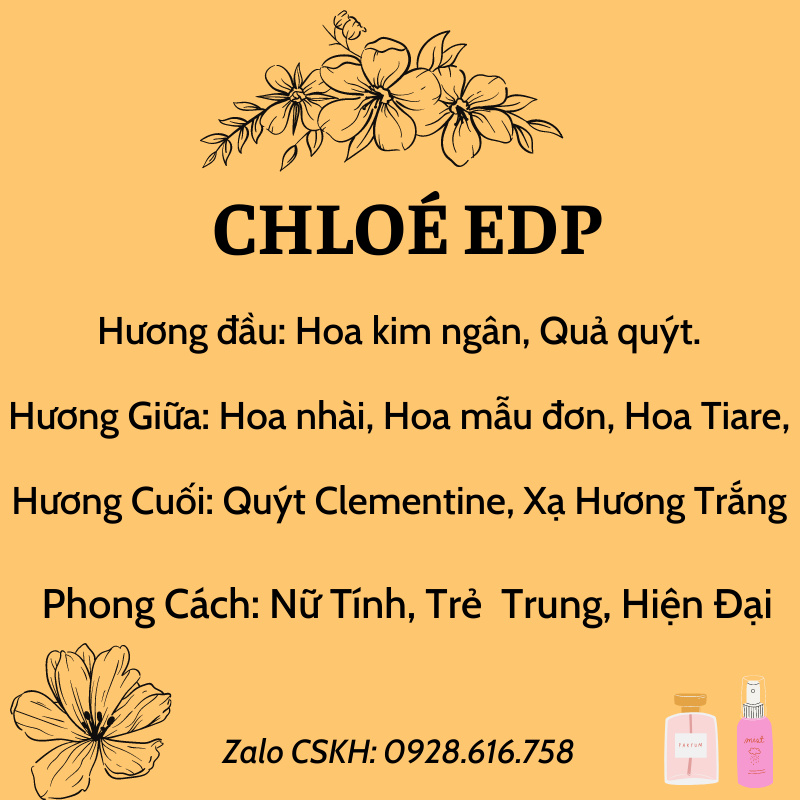 Nước Hoa mini, Nước Hoa Chloe EDP 20ml 6D Nước Hoa Nữ Thơm Lâu 12h, Mùi Hương Sang Trọng | Thế Giới Skin Care