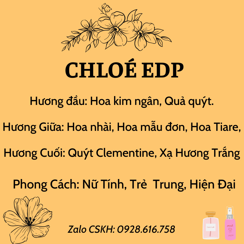 Nước Hoa mini, Nước Hoa Chloe EDP 20ml 6D Nước Hoa Nữ Thơm Lâu 12h, Mùi Hương Sang Trọng | BigBuy360 - bigbuy360.vn