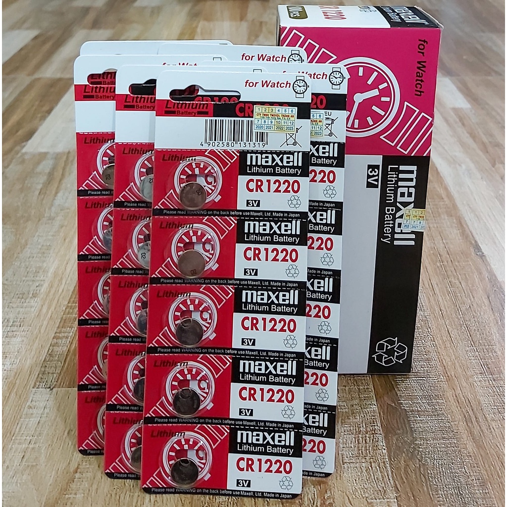 Vỉ Pin CR1220 1220 Maxell lithium 3V Chính Hãng Japan