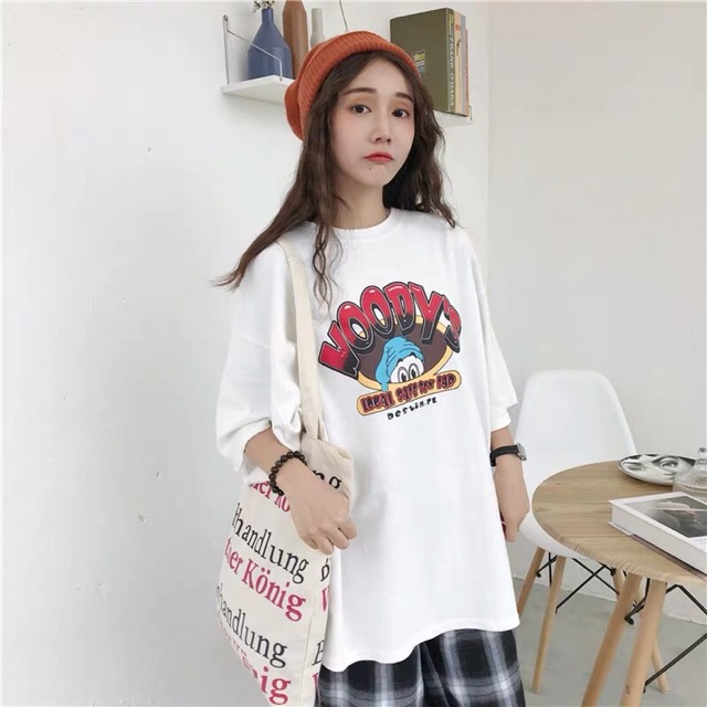 Áo thun free ulzzang WOODY’S cổ rách kiểu