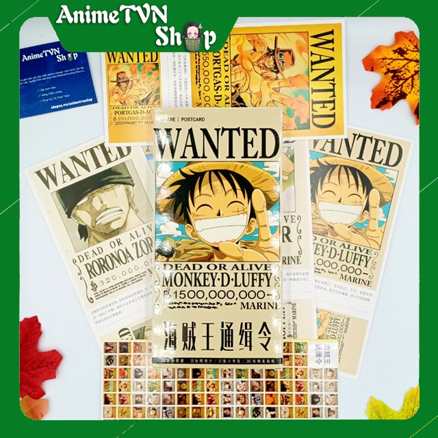 Hộp Postcard Bưu thiếp (Trọn bộ 340 Hình có Sticker) Anime/Manga One Piece ( Đảo Hải Tặc)