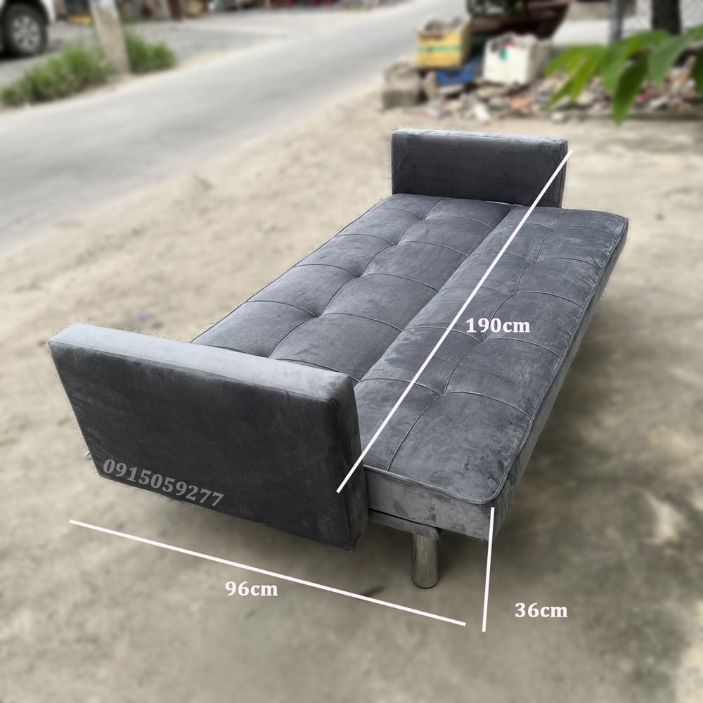 Sofa Bed thông minh có tay mã GBCTNX chất vải Nhung kích thước dài 1m9 giá kho