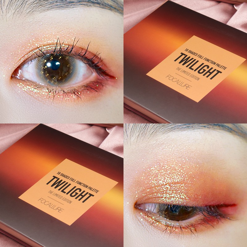 Bảng phấn trang điểm mắt FOCALLURE 18 màu sắc kết hợp lấp lánh thời trang tiện lợi