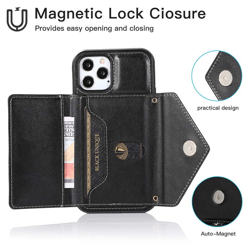 Ốp điện thoại da nắp gập nam châm có ngăn để thẻ thích hợp cho Iphone 12 Mini 11 Pro Xs Max Xr 8 7