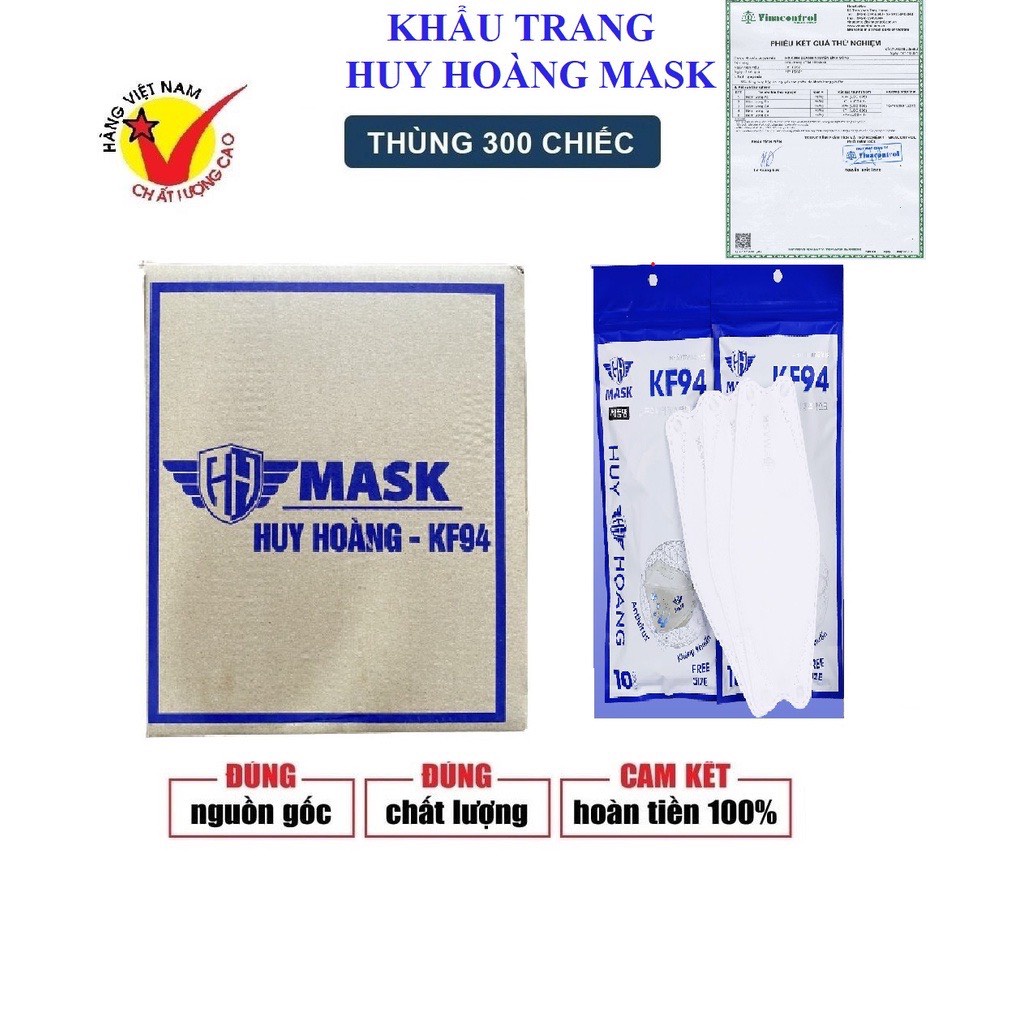 khẩu trang 4 Lớp KF94 Huy Hoàng MASK thùng 300 cái kháng khuẩn.