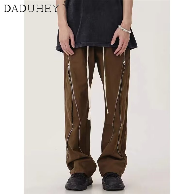 DaDuHey Autumn American Loose Zipper Overalls Fashion Brand Drawstring Straight Casual Pants