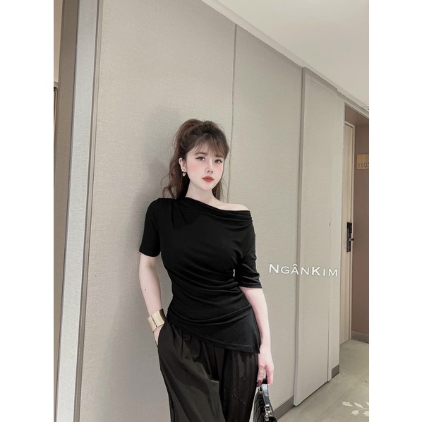 ÁO TRỄ VAI NHÚM VẠT NHỌN CHẤT ĐẸP MS10781