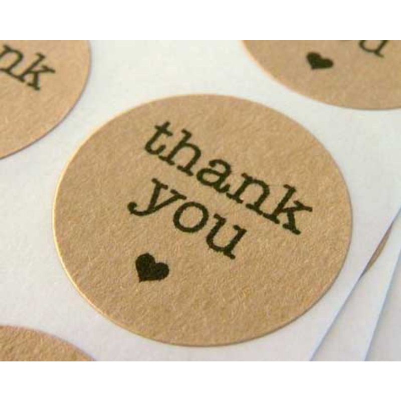 Set 10 sticker '' Thank you '' giấy kraft cắt sẵn