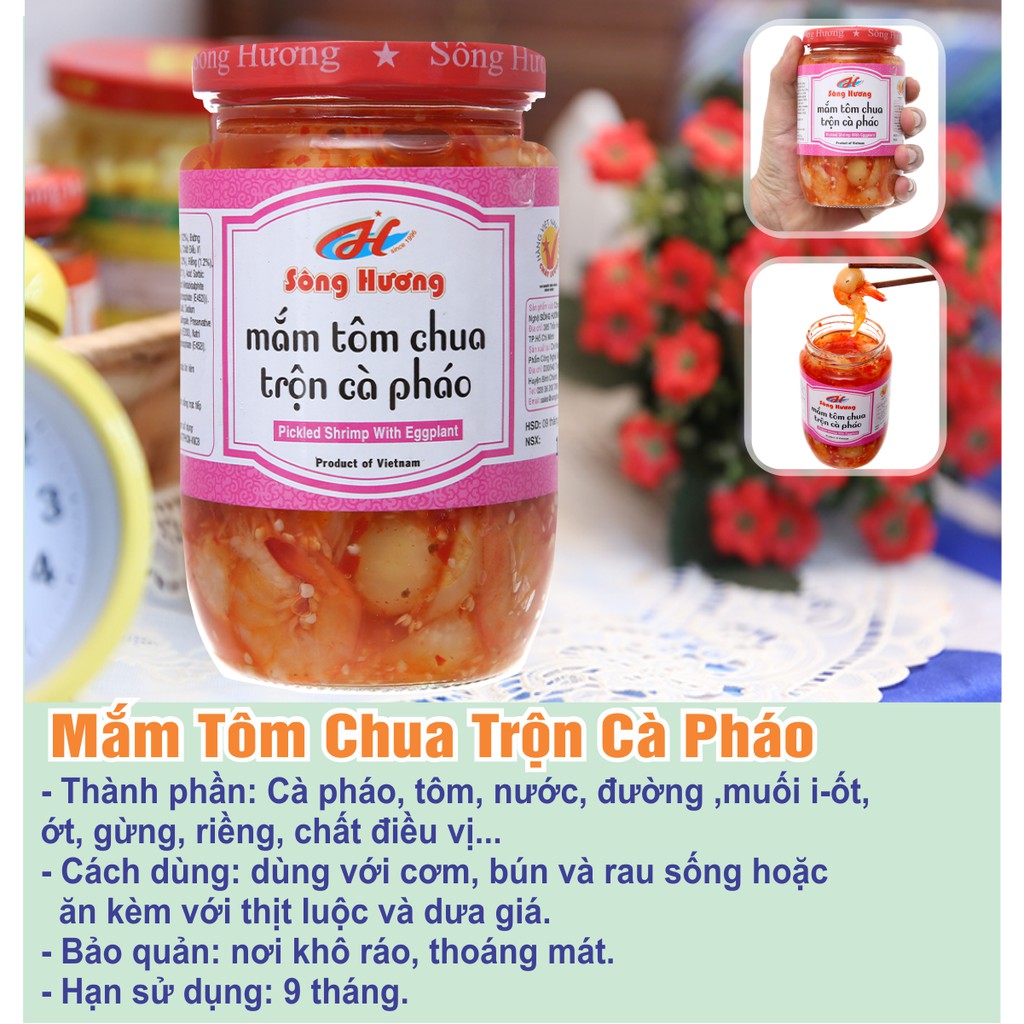 2 Hũ Mắm Tôm Chua Trộn Cà Pháo Sông Hương Foods Hũ 430g - Ăn kèm cơm , bún , phở , mì tôm , ăn vặt , thịt nướng