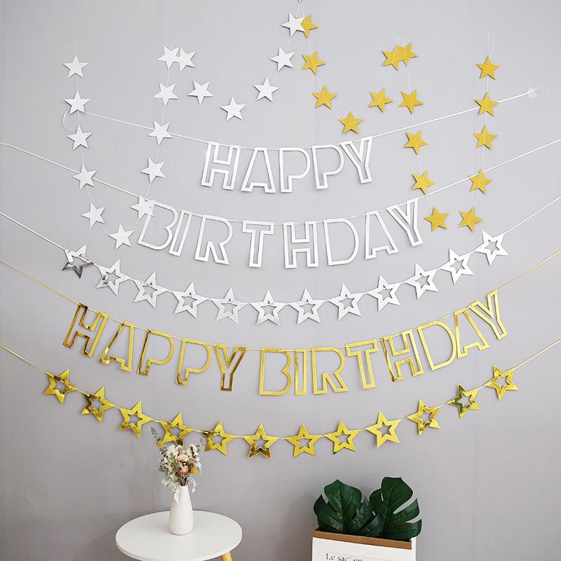 Dây chữ Happy Birthday Trang Trí Sinh Nhật Ép Kim Rỗng MM008