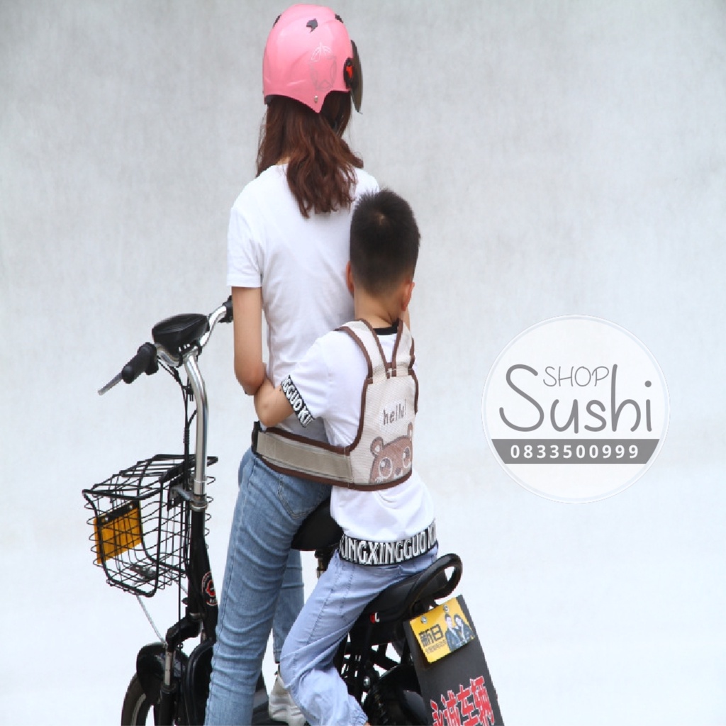 (FreeShip) Đai xe máy trẻ em dạng lưới phản quang thoáng mát