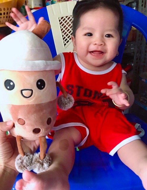 GẤU BÔNG LY TRÀ SỮA 65cm Miniso Mềm Nhũng,Co Giãn,Siêu Mịn