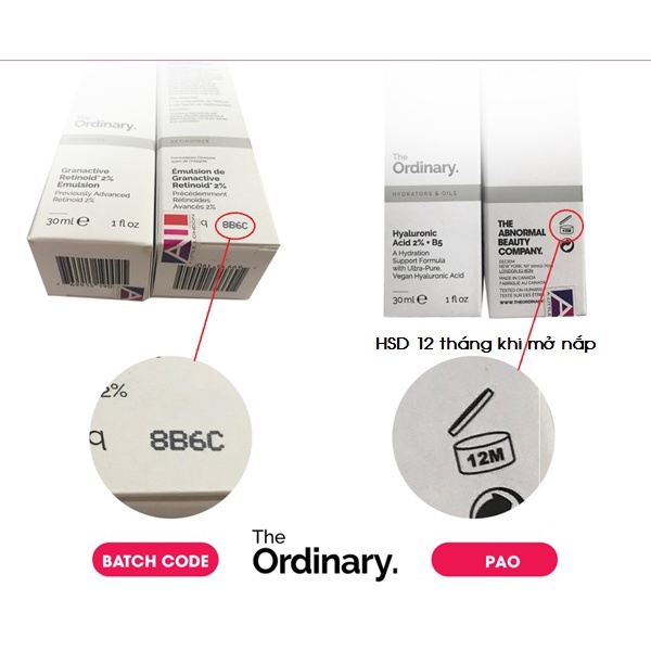 &lt;THẬT 100%&gt; Serum The Ordinary Bộ sưu tập huyết thanh Niacinamide, Hyaluronic Acid, Lactic Acid, AHA, Retinol