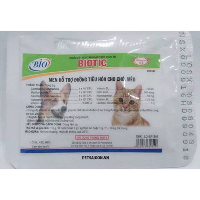 COMBO 2 GÓI BIOTIC  . MEN TIÊU HÓA CHÓ- MÈO-THÚ CƯNG
