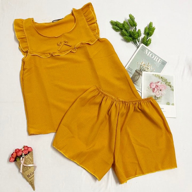 Đồ bộ mặc nhà freesize từ 40-45kg, đồ bộ cho nữ, cho bé gái lớn vải cát mềm - B04