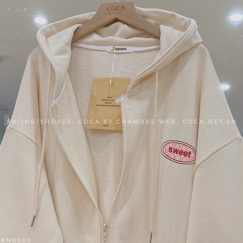 [KN0005]🍬 Áo khoác HOODIE ZIP unisex nỉ da cá SWEET form rộng phong cách Hàn Quốc (Có sẵn/ảnh thật) | BigBuy360 - bigbuy360.vn