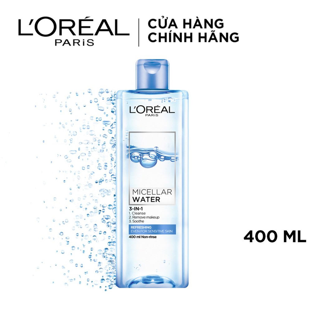 Nước Tẩy Trang Loreal Paris 3 in 1 Micellar Water Refreshing 400ml Tươi Mát