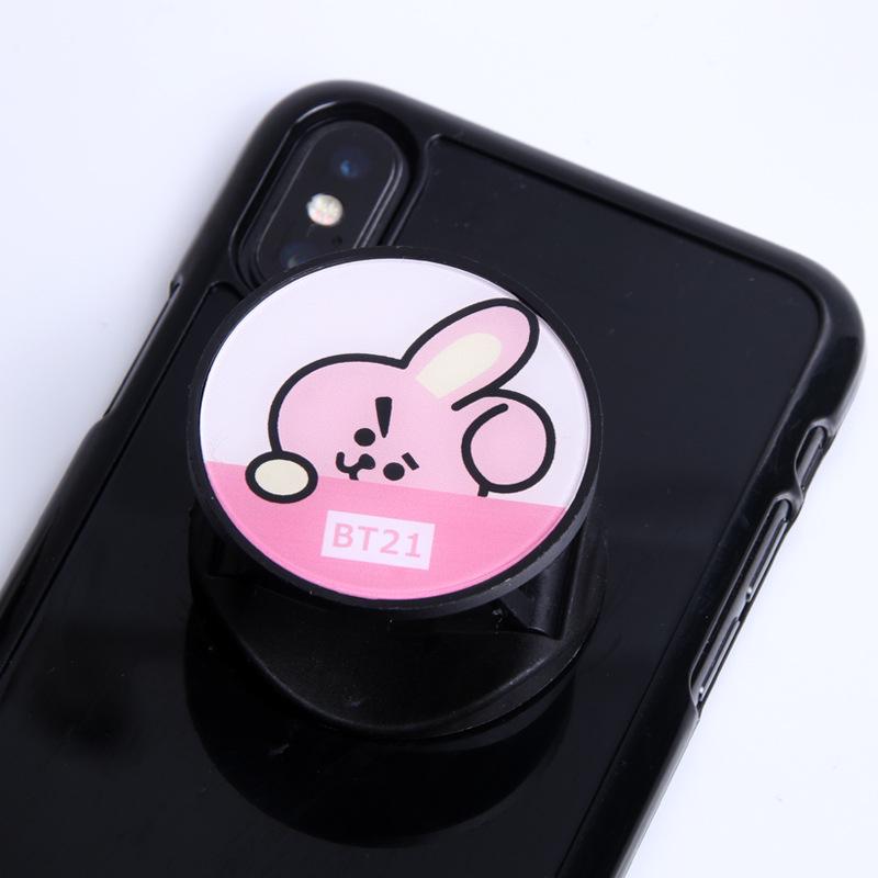 New Style Kpop BT21 BTS Cartoon Cute Animals Mobile Phone Air Bag Bracket Retractable Folding Phone Holder Dây điện thoại di động