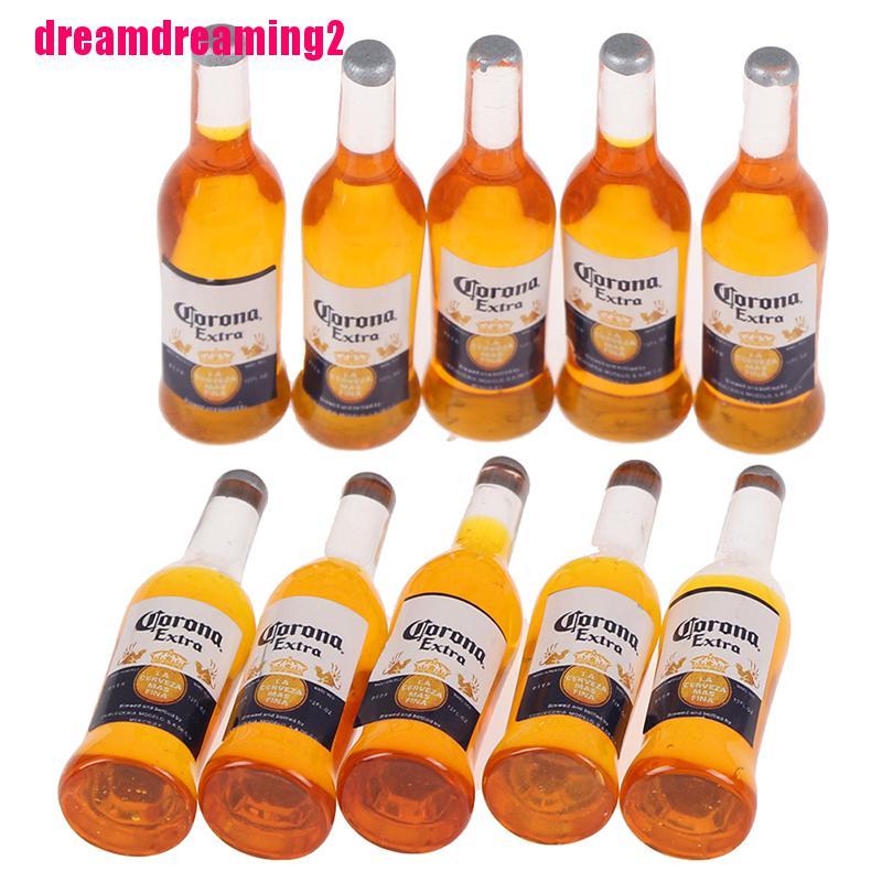Set 10 mô hình chai rượu mini tỉ lệ 1/12 trang trí nhà búp bê