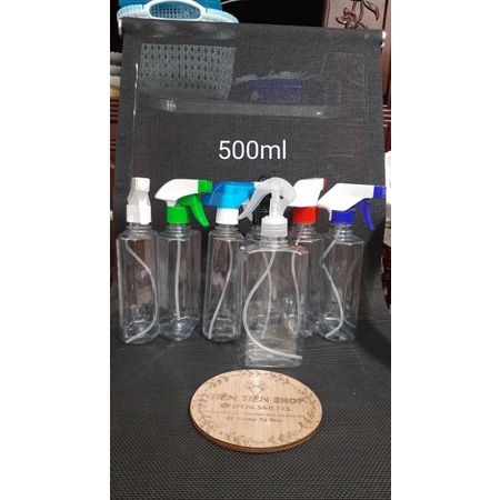 Chai nhựa trong 350ml, 500ml chữ nhật đầu xịt kính