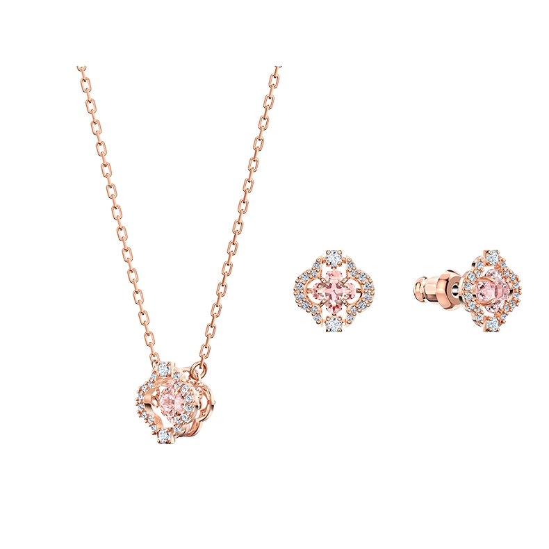 Bộ Vòng cổ + Bông Tai Pha Lê swarovski Hình Trái Tim Lấp Lánh Thời Trang Cho Nữ 5516488