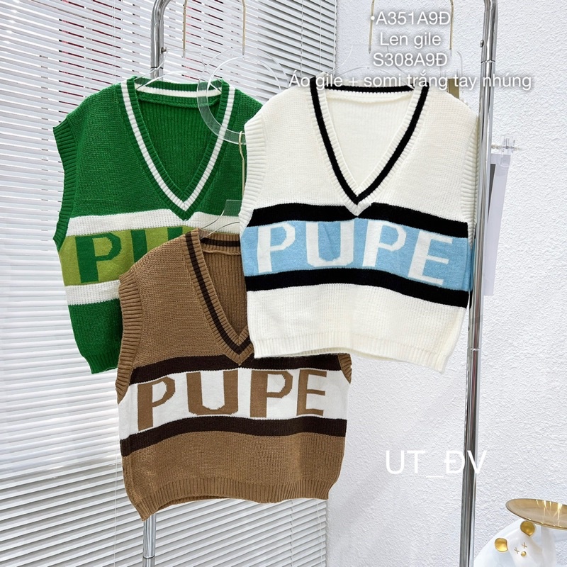 Áo len dệt kim ghile chữ pure hàn quốc siêu đáng êu