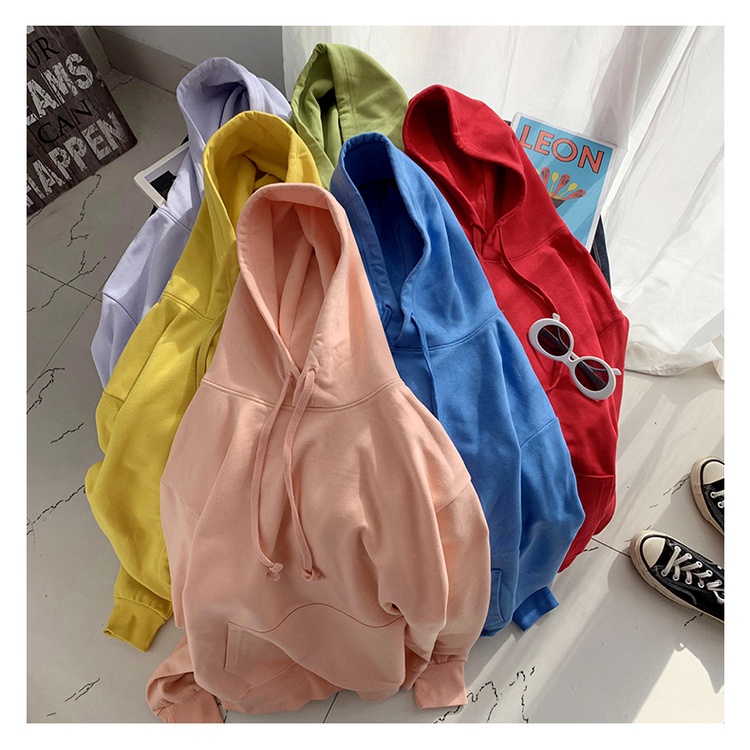 Áo Hoodie Trơn Nam Nữ Form Rộng Chất Nỉ Bông Thiết Kế Mũ To Lớn 2 Màu Nổi Bật Cam Xanh GUF Lanimiashop