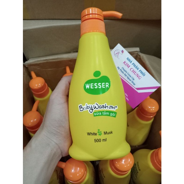 Sữa tắm gội 2 in 1 Wesser cho bé chai lớn 500ml