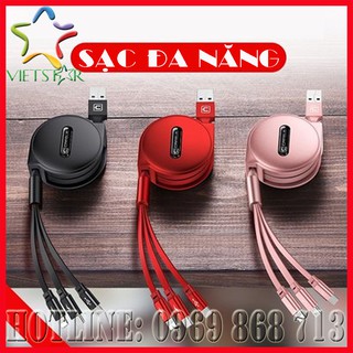 Cáp xịn sạc điện thoại 3 đầu lightning / type c / micro usb
