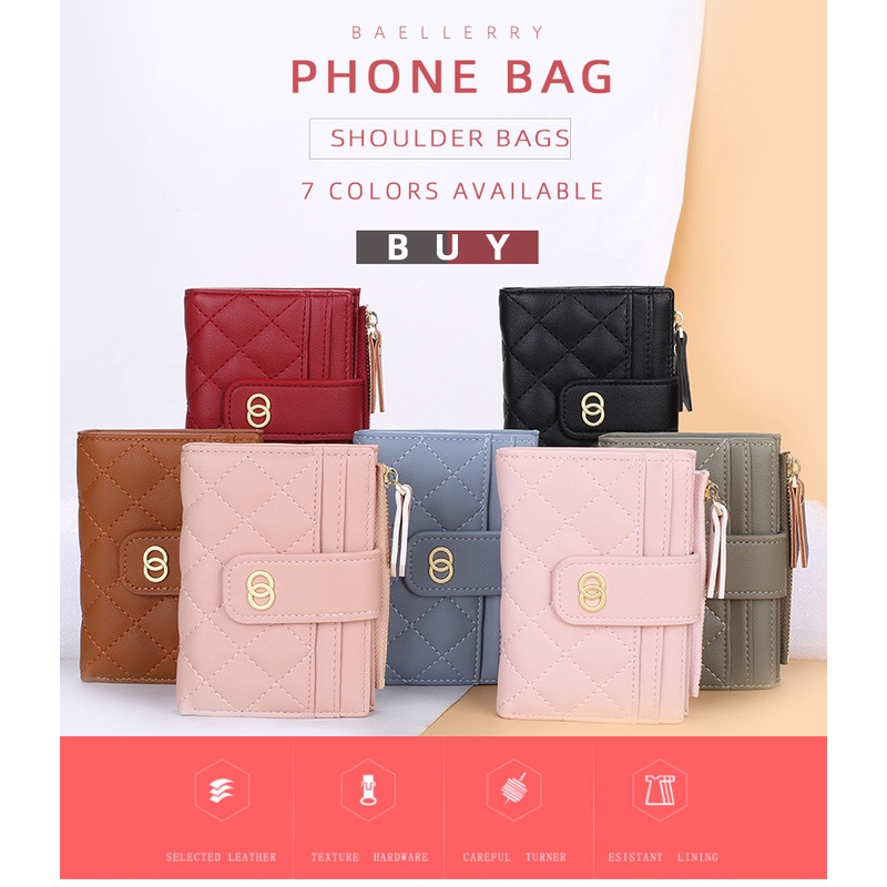 baellerry2021 phiên bản mới của Hàn Quốc ví tiền xu dập nổi nhiều thẻ thời trang mẫu vuông túi nhỏ đựng thẻ nữ ví ngắn