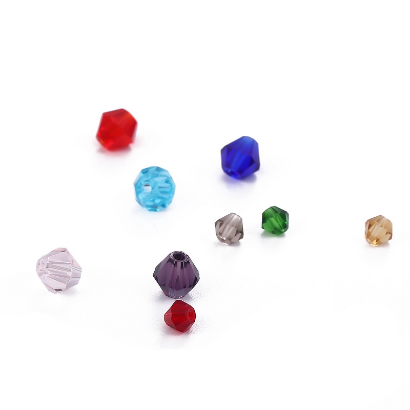 Set hạt bicone thuỷ tinh đa diện pha lê nhiều màu làm trang sức