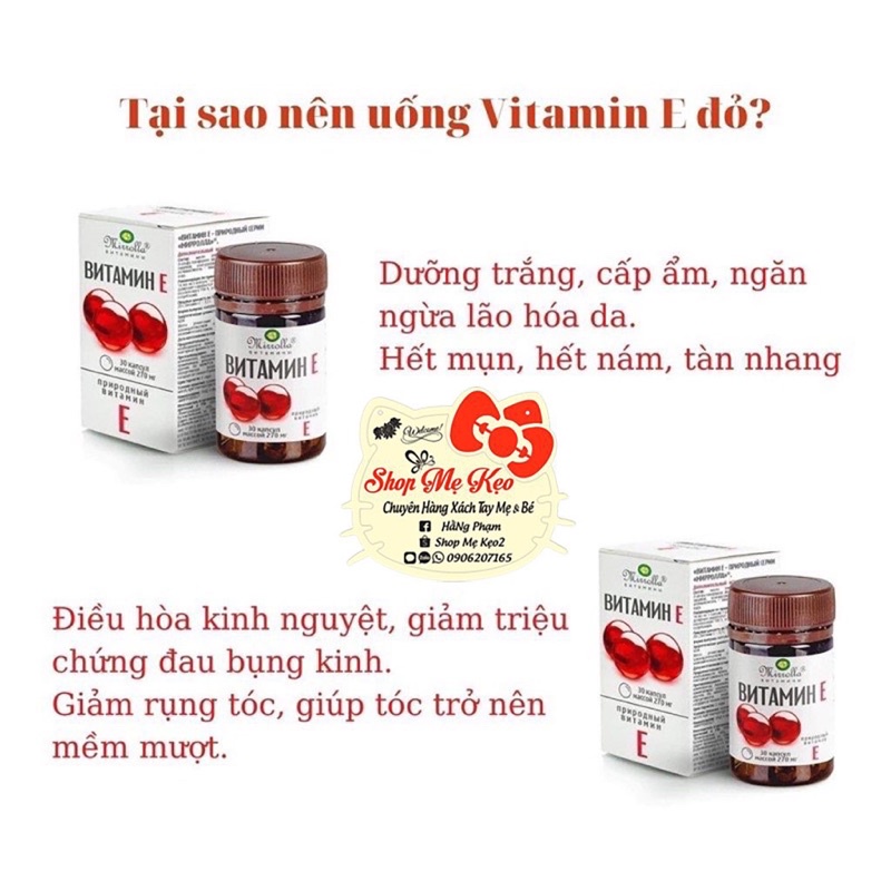 Viên uống trắng da ❤️CHÍNH HÃNG👍 Vitamin e đỏ Nga 270mg ❤️ chống lão hóa, khỏe tóc, bổ sung vitamin E, làm mịn da