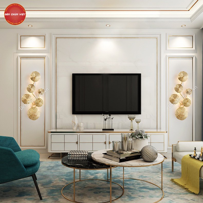 Đèn tường lá sen, đèn vách decor hiện đại