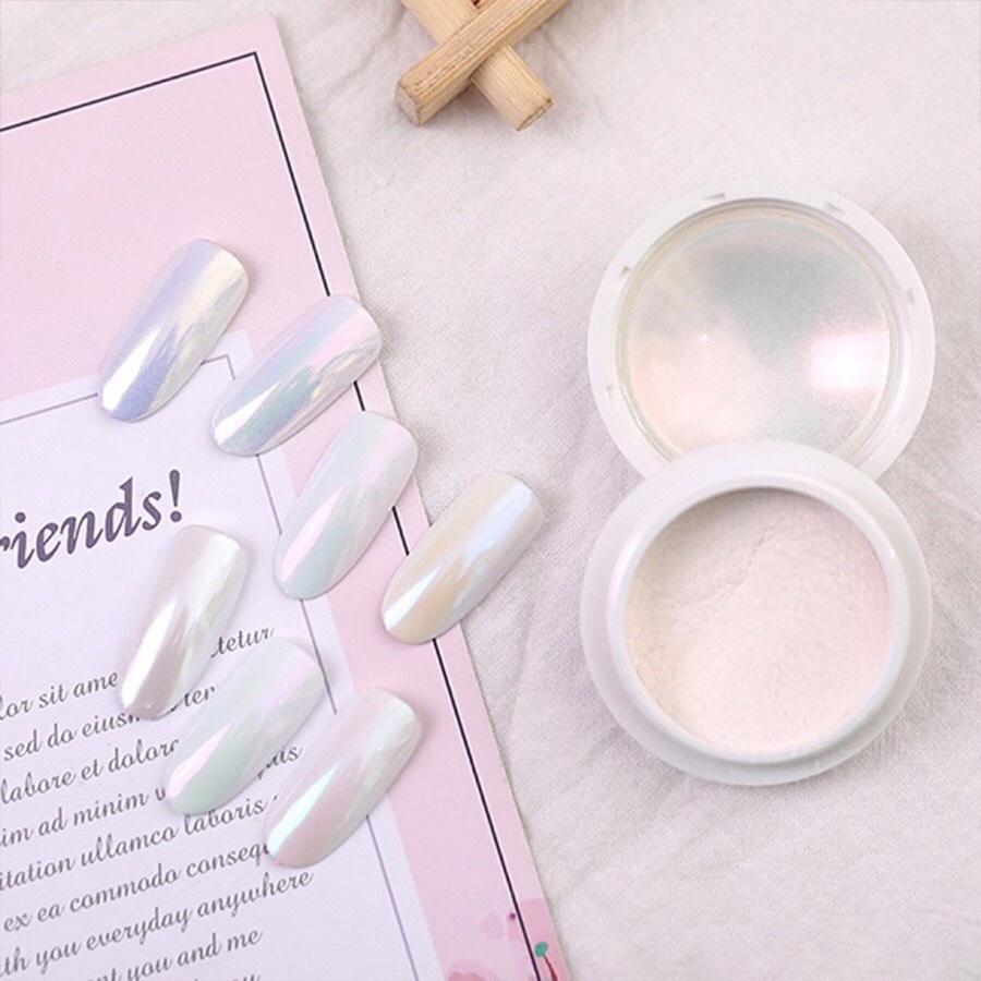 Set bột tráng gương nail ánh ngọc trai trang trí móng siêu đẹp bộ 6 hũ