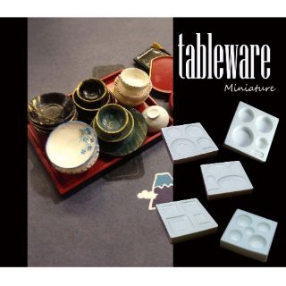 Khuôn silicone tạo hình cho đất sét mẫu chén bát đĩa nhà dollhouse