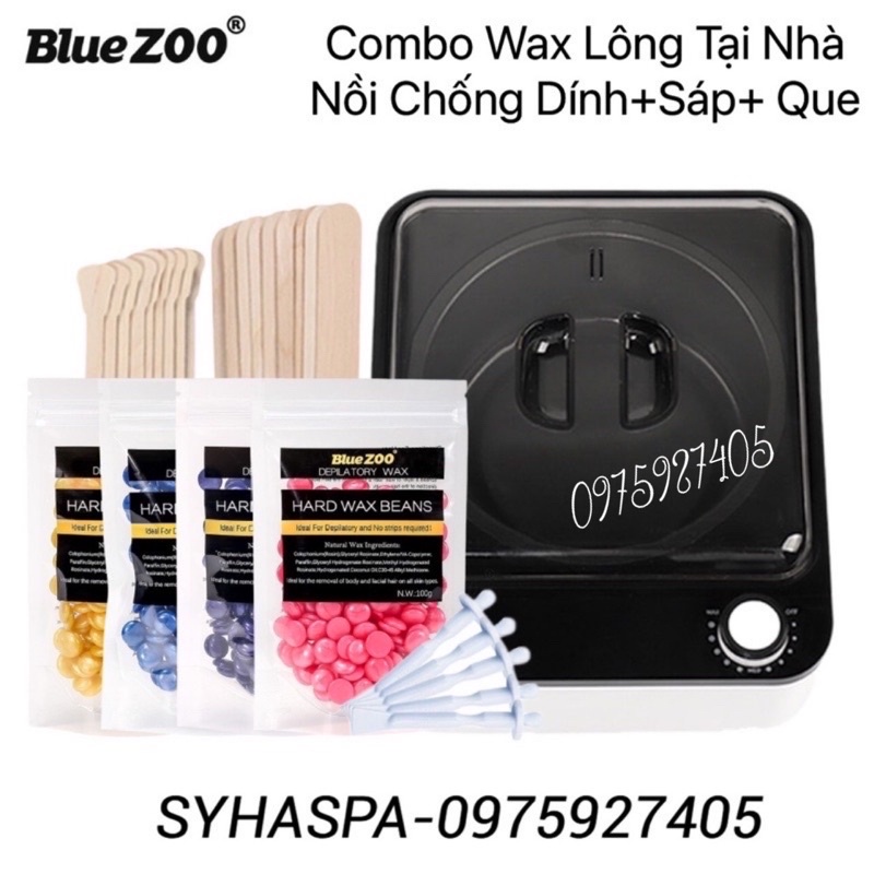 [Bộ Sản Phẩm Wax Lông Cao Cấp] Combo Nồi nấu sáp Chống Dính +100g sáp cao cấp+ tặng que gỗ to