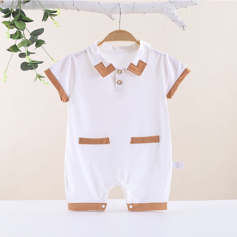 Bodysuit cho bé trai sơ sinh mẫu body công tử áo liền quần có cổ bẻ _ BD33