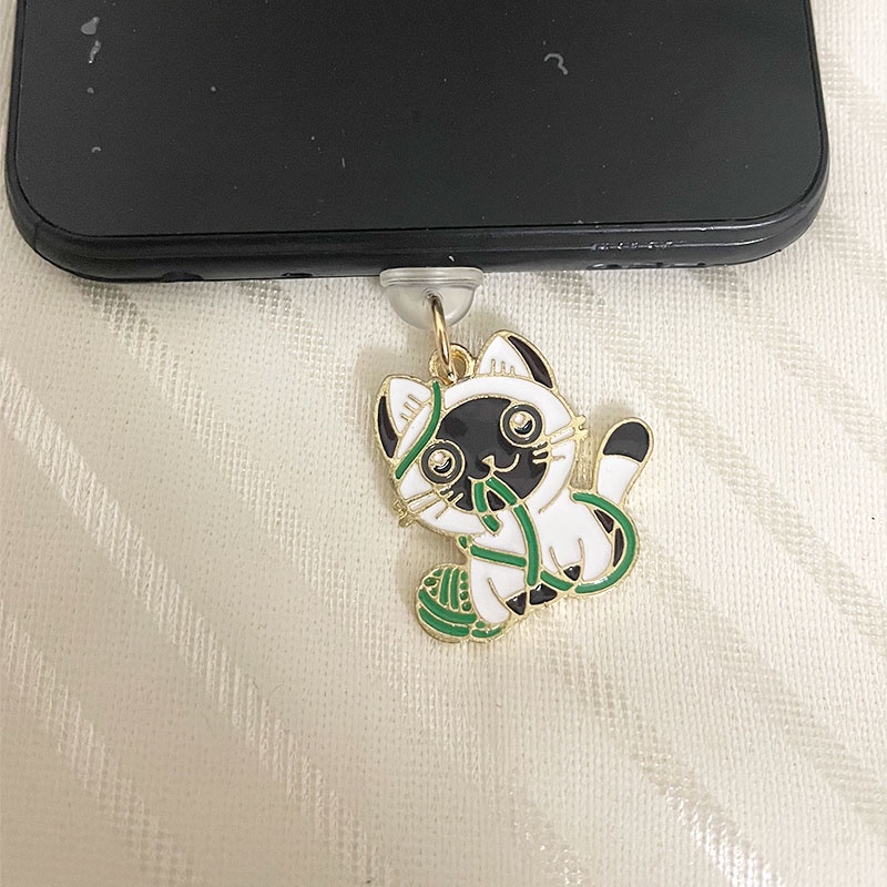 Nút Bịt Cổng Sạc type-c Hình Mèo Bằng Len Dễ Thương Chống Bụi Cho Điện Thoại Di Động Android