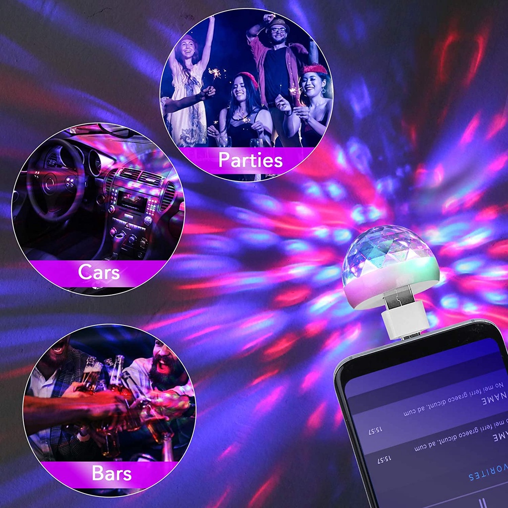 Đèn ngủ quả bóng disco mini RGB USB tạo bầu không khí DJ nhỏ gọn cho nhà cửa/ phòng ốc/ tiệc nhảy/ bar/ câu lạc bộ