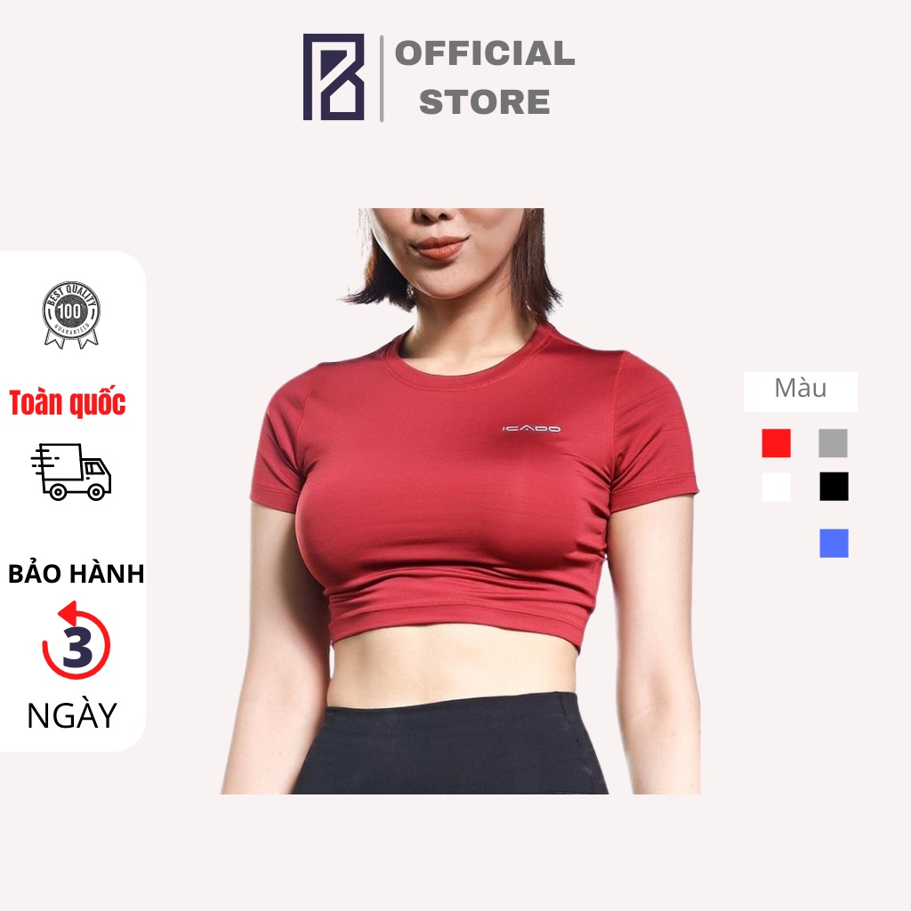 ÁO CROPTOP TẬP GYM, YOGA NỮ CÓ TAY PC TRƠN | BẢO NGỌC SHOP
