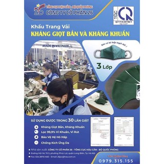 Khẩu Trang Vải Kháng Giọt Bắn và Khuẩn X26 QĐ sản xuất