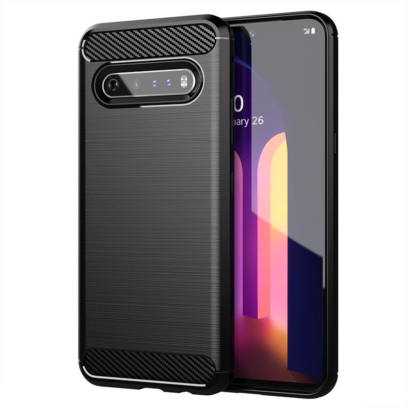 Ốp Điện Thoại tpu Mềm Kết Cấu Sợi carbon Cho lg v60 thinq v50 v50s k52 k62 k51 q51 k51s k41s k61 thinq
