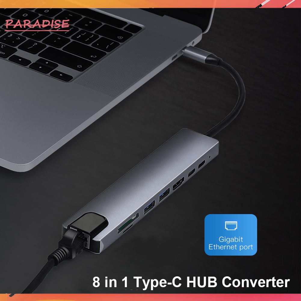 Bộ Chuyển Đổi Type-C 8 Trong 1 4k Hdmi-Compatible 2 Usb3.0 Usb C Pd Sd / Tf Rj45 | BigBuy360 - bigbuy360.vn