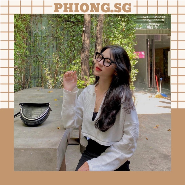 Áo croptop nữ tay dài form rộng ulzzang Phiong.sg